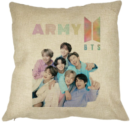 Perna Decorativa BTS Army cu Semnaturi 2 40x40 cm Husa Detasabila Burduf 