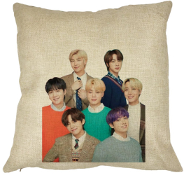 Perna Decorativa BTS Army cu Semnaturi 40x40 cm Husa Detasabila Burduf 