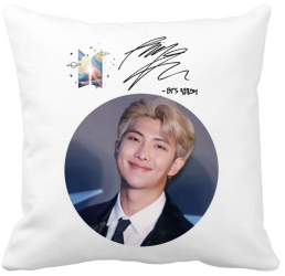 Perna Decorativa BTS Kim 40x40 cm Alba Mata Husa Detasabila Burduf 