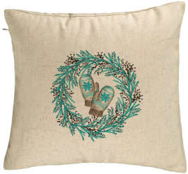 Perna Decorativa Coronita de Craciun 40x40 cm Bej Husa Detasabila Burduf 