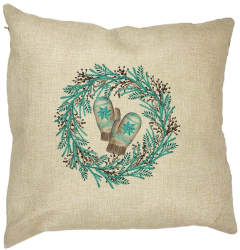 Perna Decorativa Coronita de Craciun 40x40 cm Husa Detasabila Burduf 