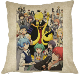 Perna Decorativa cu Assasination Classroom 40x40 cm Husa Detasabila Burduf 