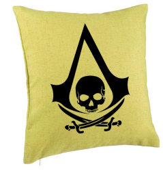 Perna Decorativa cu Assasins Creed Fans 40x40 cm Verde Husa Detasabila Burduf 