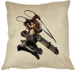 Perna Decorativa cu Attack on Titan Eren Yeager 40x40 cm Husa Detasabila Burduf 