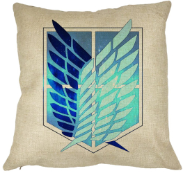 Perna Decorativa cu Attack on Titan Symbol 40x40 cm Husa Detasabila Burduf 
