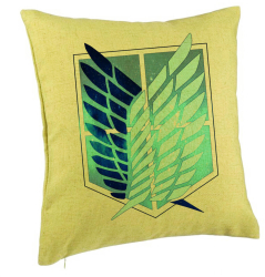 Perna Decorativa cu Attack on Titan Symbol 40x40 cm Verde Husa Detasabila Burduf 