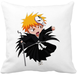 Perna Decorativa cu Bleach Mini Ichigo 40x40 cm Alba Mata Husa Detasabila Burduf 