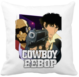 Perna Decorativa cu Cowboy Bebop 3 40x40 cm Alba Mata Husa Detasabila Burduf 