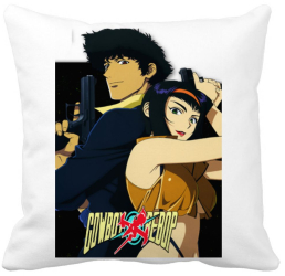 Perna Decorativa cu Cowboy Bebop 40x40 cm Alba Mata Husa Detasabila Burduf 