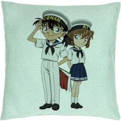 Perna Decorativa cu Detective Conan 2 40x40 cm Verde Menta Husa Detasabila Burduf 