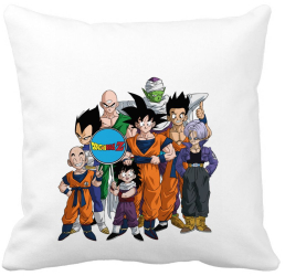 Perna Decorativa cu Dragonball Characters 2 40x40 cm Alba Mata Husa Detasabila Burduf 