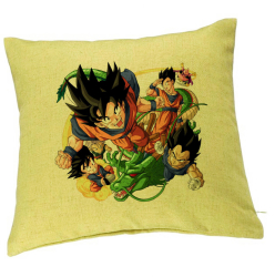 Perna Decorativa cu Dragonball characters 40x40 cm Verde Husa Detasabila Burduf 