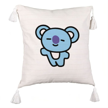 Perna Decorativa cu Franjuri Model Ursulet Koala 45x45 cm Ecru Cu fermoar 
