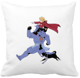 Perna Decorativa cu Full Metal Alchemist 2 40x40 cm Alba Mata Husa Detasabila Burduf 