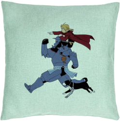 Perna Decorativa cu Full Metal Alchemist 2 40x40 cm Verde Menta Husa Detasabila Burduf 