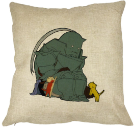 Perna Decorativa cu Full Metal Alchemist 40x40 cm Husa Detasabila Burduf 