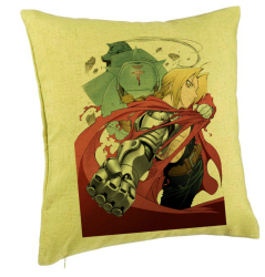 Perna Decorativa cu Full Metal Alchemist Edward Elric 40x40 cm Verde Husa Detasabila Burduf 