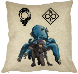 Perna Decorativa cu Ghost in the Shell 40x40 cm Husa Detasabila Burduf 