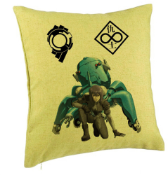 Perna Decorativa cu Ghost in the Shell 40x40 cm Verde Husa Detasabila Burduf 