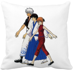 Perna Decorativa cu Gintama 40x40 cm Alba Mata Husa Detasabila Burduf 