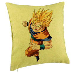 Perna Decorativa cu Goku Angry 40x40 cm Verde Husa Detasabila Burduf 