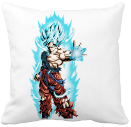 Perna Decorativa cu Goku Vegeta Super Saiya Saiyan Dragon Ball 40x40 cm Alba Mata Husa Detasabila Burduf 