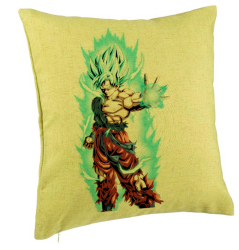 Perna Decorativa cu Goku Vegeta Super Saiya Saiyan Dragon Ball 40x40 cm Verde Husa Detasabila Burduf 