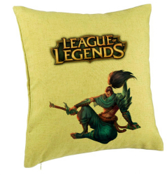 Perna Decorativa cu League of Legends 40x40 cm Verde Husa Detasabila Burduf 