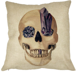 Perna Decorativa cu motiv Craniu de Halloween 1 40x40 cm Husa Detasabila Burduf 