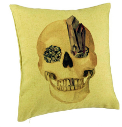 Perna Decorativa cu motiv Craniu de Halloween 1 40x40 cm Verde Husa Detasabila Burduf 