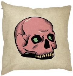 Perna Decorativa cu motiv Craniu de Halloween 2 40x40 cm Husa Detasabila Burduf 