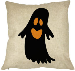 Perna Decorativa cu motiv Fantoma de Halloween 2 40x40 cm Husa Detasabila Burduf 