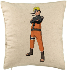 Perna Decorativa cu Naruto 40x40 cm Bej Husa Detasabila Burduf 