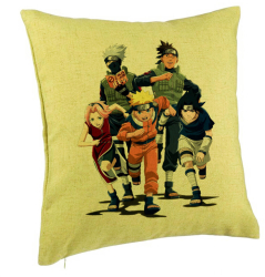 Perna Decorativa cu Naruto team 40x40 cm Verde Husa Detasabila Burduf 