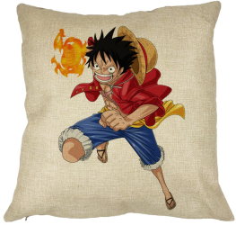 Perna Decorativa cu One Piece Luffy 40x40 cm Husa Detasabila Burduf 