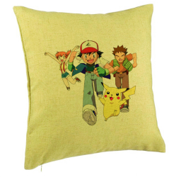 Perna Decorativa cu Pokemon Pikachu 40x40 cm Verde Husa Detasabila Burduf 