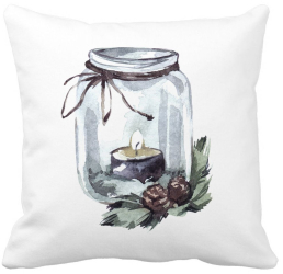 Perna Decorativa cu tematica de Craciun 13 40x40 cm Alba Mata Husa Detasabila Burduf 