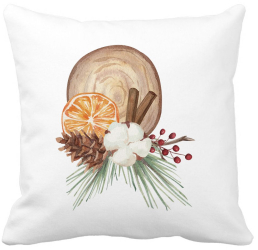 Perna Decorativa cu tematica de Craciun 14 40x40 cm Alba Mata Husa Detasabila Burduf 