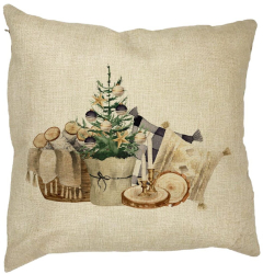 Perna Decorativa cu tematica de Craciun 17 40x40 cm Husa Detasabila Burduf 