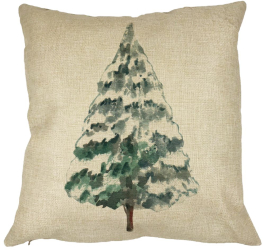Perna Decorativa cu tematica de Craciun Brad 2 40x40 cm Husa Detasabila Burduf 