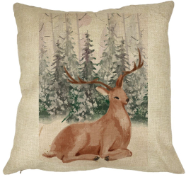 Perna Decorativa cu tematica de Craciun Cerb 40x40 cm Husa Detasabila Burduf 