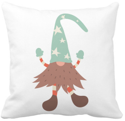Perna Decorativa cu tematica de Craciun Gnom 3 40x40 cm Alba Mata Husa Detasabila Burduf 