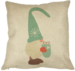 Perna Decorativa cu tematica de Craciun Gnom 4 40x40 cm Husa Detasabila Burduf 