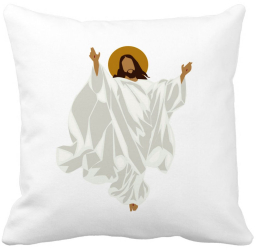 Perna Decorativa cu tematica de Craciun Isus Hristos 40x40 cm Alba Mata Husa Detasabila Burduf 