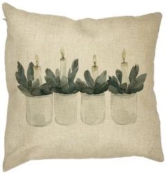 Perna Decorativa cu tematica de Craciun Lumanari 2 40x40 cm Husa Detasabila Burduf 