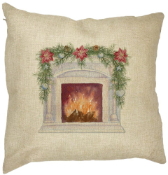 Perna Decorativa cu tematica de Craciun Semineu 40x40 cm Husa Detasabila Burduf 