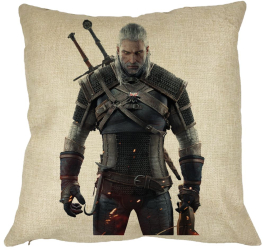 Perna Decorativa cu The Witcher 2 40x40 cm Husa Detasabila Burduf 