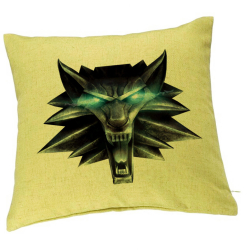 Perna Decorativa cu The Witcher Fans 40x40 cm Verde Husa Detasabila Burduf 