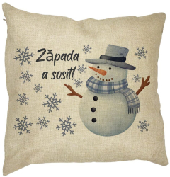 Perna Decorativa de Craciun Om de Zapada si Text 2 40x40 cm Husa Detasabila Burduf 