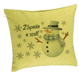 Perna Decorativa de Craciun Om de Zapada si Text 2 40x40 cm Verde Husa Detasabila Burduf 